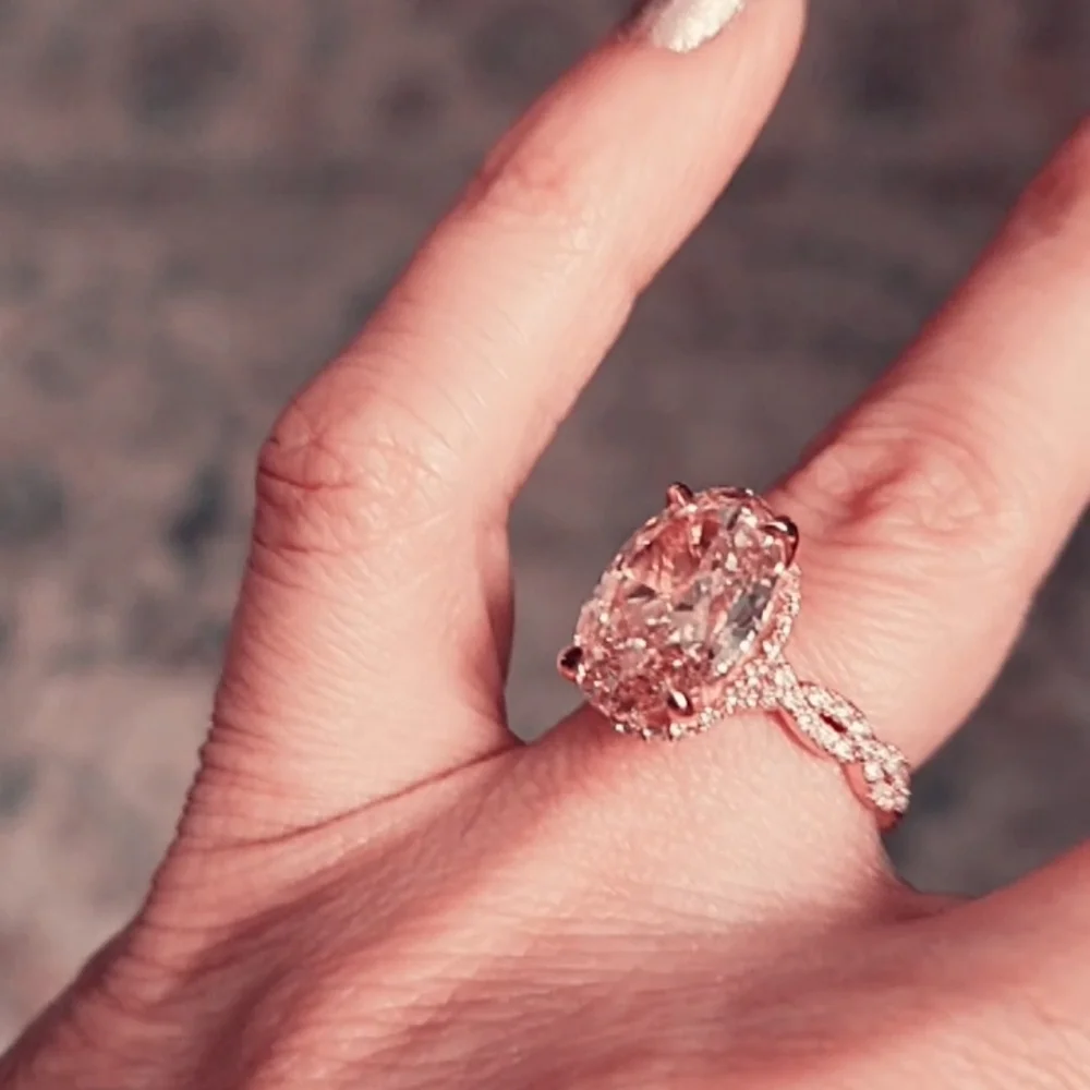 7.27ct 14k Rose Gold Custom Designed Pink Lab Diamond Engagement Ring Size 5 ✨💍 - Picture 3 of 10